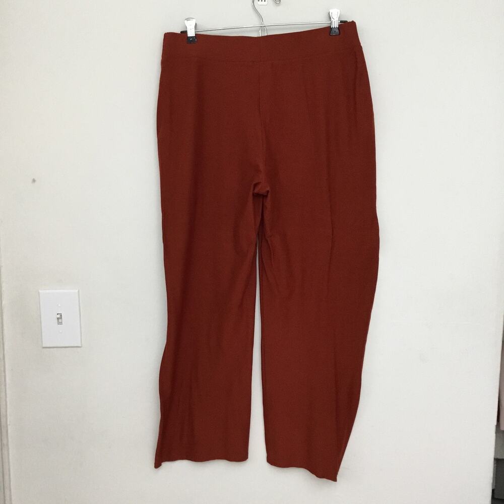 Eileen Fisher Orange Red Wide Leg Crop Pull On Pants Sz S - Picture 2 of 8